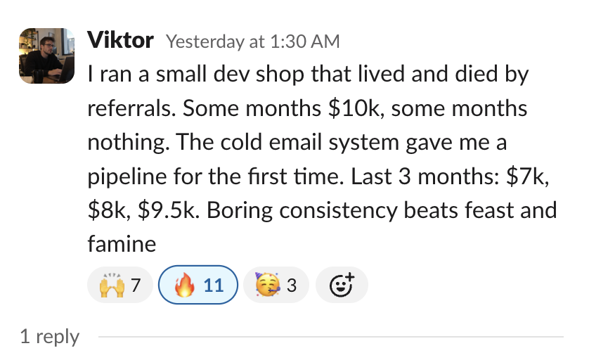 Member message in the Client Accelerator Slack