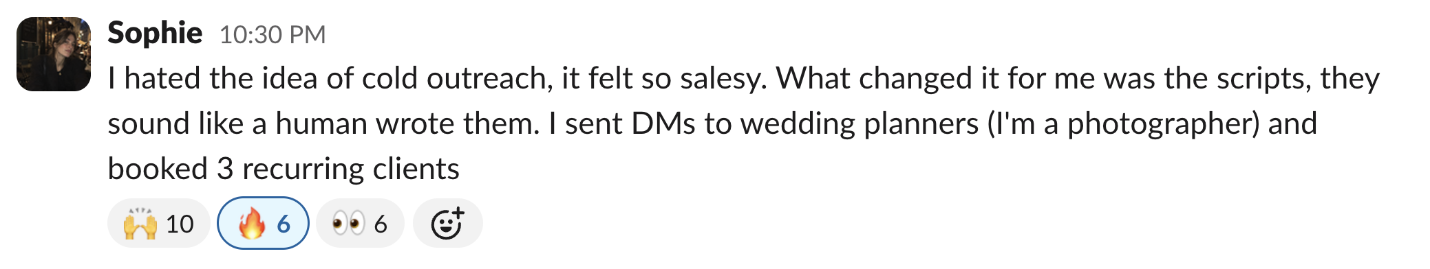 Member message in the Client Accelerator Slack