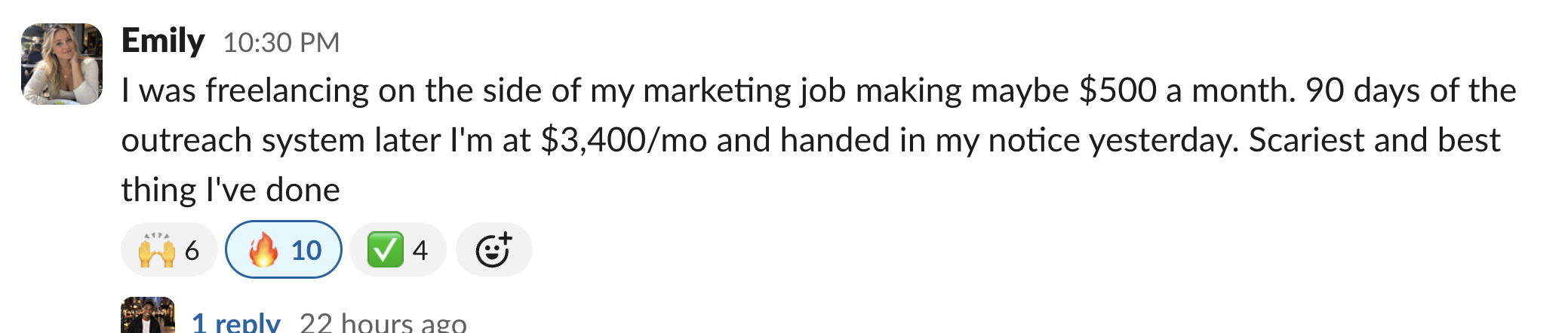 Member message in the Client Accelerator Slack