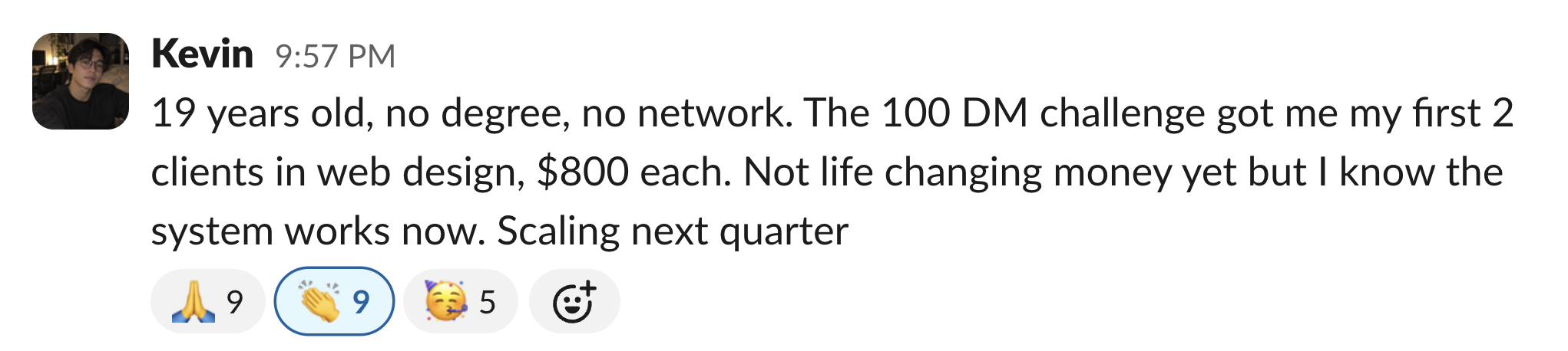 Member message in the Client Accelerator Slack